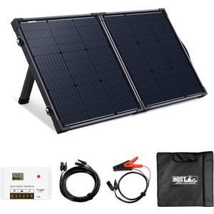 HQST 100 Watt 12 Volt 9BB Cell Portable Solar Panel Suitcase w/ 30 Amp PWM Charge Controller for Solar Generator, Power Station, Battery Charging, RV, Camping, Off-Grid