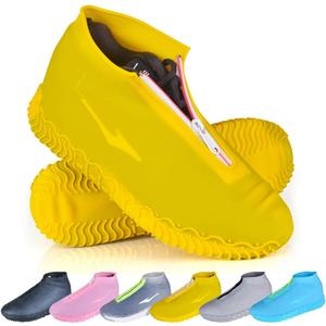 Shoe Covers Waterproof Reusable Foldable Not-Slip Rain Shoe Covers with Zipper,Shoe Protectors Overshoes Rain Galoshes for Kids Men and Women (S (Kids 3-5 Year), Yellow)