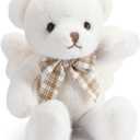 HyDren Angel Bear Plush Stuffed Animal with Wings White Bear Dolls for Boys Girls Birthday Gift(Rabbit Fur,Cute)