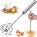 2026 Upgraded Semi-Automatic Stainless Steel Egg Beater  Hand Push Whisk for Baking, Cooking & Stirring  Perfect for Whisking Eggs, Batters & Creams  Effortless Mixing for Quick, Smooth (12in)