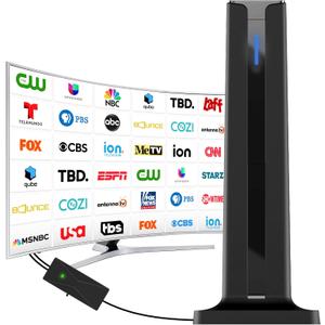 Digital TV Antenna for Smart TV Indoor,2026 TV Antenna with 3M Stick Base, 360°&Long Range Reception HDTV Antenna for Local Channels, Easy Installation Antennas for TVs Without Cable, Black (7.0 in)