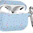 W-RARA Airpods pro 2nd Generation Case, Confetti Flakes Soft Silicone Protective Cover Compatible with Apple Airpods Pro 2nd & 1st Charging Case Cover with Keychain, Made from Recycled Materials (Light Blue)