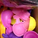 Sloosh Beach Sand Toys Set - Pink Dump Truck Car Toy with Sand Molds, Collapsible Buckets Mesh Bag Shovels Castle Ice Cream Mold for Ages Kids Toddlers Sandbox Toys Gifts Travel Vacation (Foods)