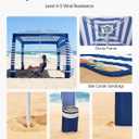 VEVOR Beach Cabana, 8 x 8 ft Beach Canopy with Side Wall, UPF 50+ Protection Easy Setup Cabana Tent with Sand Pockets, Adjustable Height Portable Shade Sun Shelter Umbrella for Family, Navy Stripes