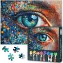Puzzles for Adults 1000 Pieces Mosaic Eye, Abstract Jigsaw Puzzle (27.5x19.7 Inch), Futuristic Theme Blue Pupils Challenging Puzzles for Adults, Family Game for Men & Women (Home Decor Gift)