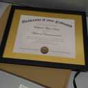 upsimples 11x14 Diploma Frame Certificate Degree Document Frame with High Definition Glass, 8.5 x 11 with mat for Wall and Tabletop, Black Double Mat, 1 Pack