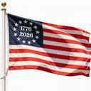 250th Anniversary USA Flag 3x5Ft, Durable Nylon Betsy Ross Flag Heavy Duty, Sewn Stripes and 13 Star American Flag Heavy Duty with 2 Brass Grommets for Indoor and Outdoor Use