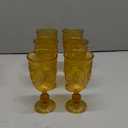 6 Pcs Plastic Goblets 7.5oz Vintage Goblet Plastic Glasses Colored Retro Embossed Water Goblets for Bar Juice Baby Shower Wedding Reception Grand Event Party (Amber)