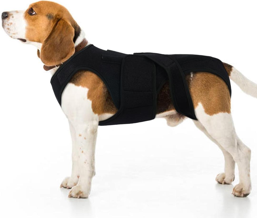 Dog Back Brace for Small Dogs - Adjustable Spinal Stability Brace with 5 Flexible Plastic Strips, Comfortable for Senior or Less Mobile Small Dogs, Machine Washable, Black S