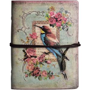 MALEDEN Vintage Refillable Journal, Premium Leather Traveler Notebook Sketchbooks Classic Diary Planner with Blank Pages and Zipper Pocket (Bird)