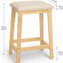 HOOBRO Bar Stools, Set of 2 Bar Chairs, Counter Height Bar Stools, PU Upholstered Kitchen Stools, 24 Inch Bamboo Saddle Stools with Footrests, for Kitchen, Dining Room, Bar, Beige and Natural YE04MD01