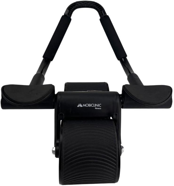 Mobiclinic, Abdominal Roller with Return Spring, Ab Roller, Elbow Support, Digital Timer, Non-Slip Mat, Double Wheel, Mobile Phone Holder, Ra-02, Home Gym, Fitness
