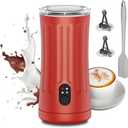 Milk Frother, Upgraded 4-in-1 Milk Frother and Steamer, Hot and Cold Foam Maker and Milk Warmer with Temperature Control & Auto Shut-Off, Frother for Coffee, Latte, Cappuccino, Matcha (Red)