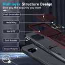 Janmitta Case Compatible with Google Pixel 9A Built in Slide Camera Lens Cover+Screen Protector+Finger Ring Holder Kickstand,Heavy Duty Shockproof Full Body Protective Phone Cover,Wine Red