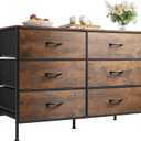 WLIVE Dresser for Bedroom with 6 Fabric Drawers, Rustic Brown, 15.6"D x 42.3"W x 29.8"H