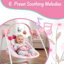 Portable Baby Swing, Pink Electric Infant Swing with 5 Speed Levels, 6 Songs & Timer Battery-Powered Only (No Batteries Included) Pink and White