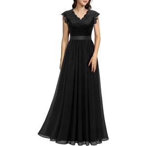 Dressystar Women's V Neck Sleeveless Lace Bridesmaid Dress Wedding Party Gown (Large, Band- Black) Dressystar Women's V Neck Sleeveless Lace Bridesmaid Dress Wedding Party Gown (Large, Band- Black)