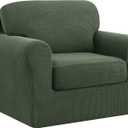 SUBRTEX 3 Pieces Stretch Sofa Slipcover Sets Couch Cover Sets Backrest Cushion Covers Furniture Protector Collection Set for Oversize Sofa Loveseat Chair Slip Covers(Small, Olive Drab)