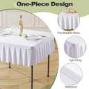 Shillance 34x34 Inch White Spandex Square Tablecloth,Wrinkle Free White Fitted Table Cloth for Square Tables,Washable Pleated Table Cover for Wedding Birthday Cocktail Party Buffet Dinner Camping