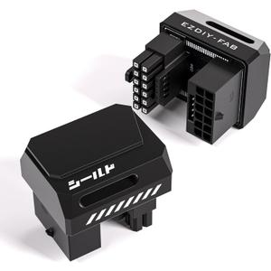 EZDIY-FAB PCIe 5.1 Adapter - 600W 12+4pin, 16pin 12VHPWR GPU Power Connector, 12V-2x6 GPU Adapter,180 Degree Right Angle - Compatible with RTX 3090Ti, 4070Ti, 4080, 4090 GPU - RVS Type, Black, 1 Pack