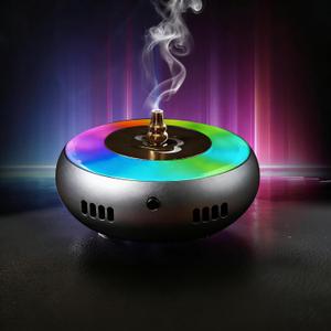 Electric Incense Burner & Essential Oil Diffuser with 5 Modes Smart Flameless Temperature Control Heat - CNC Alu, with RGB Light for Home, Yoga, Meditation, Car with 1 Small Box of Agarwood Chips