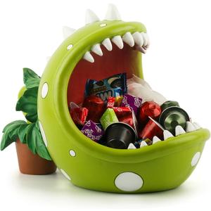 Piranha Plant Large Candy Bowl For Candy Dish Key Bowl Decorative Bowl Home Decorations Indoor Big Mouth Plant (Green, Medium) (Medium)