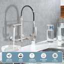 Wall Mount Kitchen Faucet with Pull Down Sprayer, 8 Inch Center Kitchen Sink Faucet, Heavy-Duty Commercial Wall Mount Faucets, 2 Handle Faucet for Kitchen Sink, Brushed Nickel