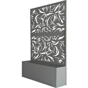 Oakland Living 6 ft. X 4 ft. Grey Freestanding Metal Privacy Screen Room Divider with Flower Box
