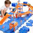 NIPLOOOW Puzzle Race Car Track Set for Kids 3-5, Floor Puzzle Track Car Set, Toddler Toys for 3 4 5 6 Years Old Boys, Toys Gift for Kids Boys Girls Age 3 4 5 6 7 8 Years Old, 12" x 8" x 3"