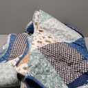 Dinjoy Reversible Patchwork Quilt Bedding Set Queen Size Blue Green Grey Plaid Floral Pattern Bedspread Set Soft Microfiber Coverlets Bed Set 3 Pieces Fall Autumn All Season Use