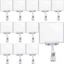 Epakh 20 Pieces Rotating Clip Pop Swivel Sign Rotatable Holding Clamp Sign Holder for Hangrails or Tubes with 20 Pieces Hard Card Sleeves PVC Card Protector (Thumb Clip Shape)