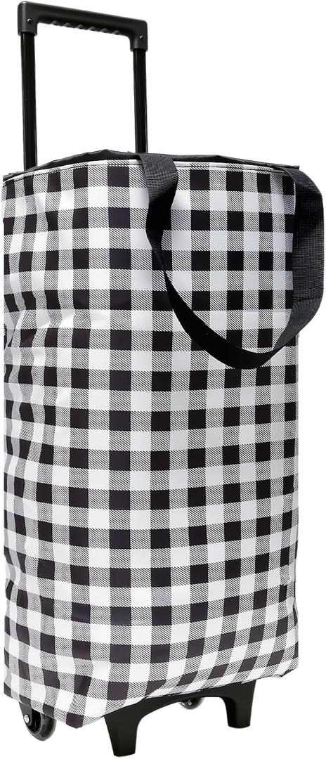 Large Foldable Wheeled Shopping cart, Insulated Waterproof Reusable Grocery Bag, Portable Tote for Supermarket Shopping, Travel & Camping（Grey）
, 7"D x 18"W x 33.5"H
