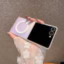 Magnetic for Samsung Galaxy Z Flip 6/Flip 5 Case Women Girls,[Compatible with MagSafe] [Holographic Iridescent Color Changing Effect] Fashion Slim Cute and Unique Matt Protective Phone Cover