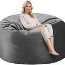 5FT Adult Bean Bag Chair, 5'Comfy Bean Bags, Giant BeanBag Chairs | Bean Bag Chairs for Adults with Memory Foam Filled, Washable Cover,Lazy Sofa for Gamming Room,Living Room & Bedroom,Grey