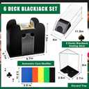 Aoriher Blackjack Casino Game Set, Include 300 Poker Chips, Casino Felt 1 Automatic Card Shuffler 6 Deck Dealer Shoe Discard Holder Tray Aluminum Case for Texas Holdem Blackjack Poker (Green)