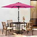 AreShark 7.5FT Patio Umbrella Table Market Umbrella with 6 Sturdy Ribs, Button Tilt/Crank, Heavy-Duty Outdoor Umbrellas for Pool, Deck, Garden and Backyard, Rose Pink