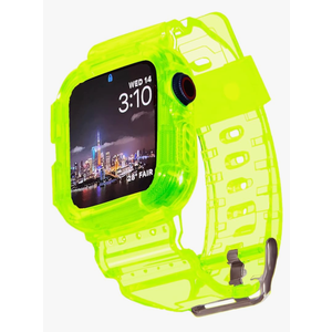 Blingbrione Clear Band Compatible Apple Watch Women 38mm 40mm 41mm 42mm 44mm 45mm 46mm Men,Transparent Jelly Sport Strap with Cover Case Protector for iWatch Series 11 10 9 8 7 6 5 4 3 2 1 SE Blue Pink White Fluorescent Green