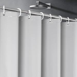 UFRIDAY Grey Shower Curtain Liner Premium PEVA 48 x72 inch,Heavy Duty Shower Curtain with 2 Weighted Magnets, Plastic Waterproof Grey Shower Curtains for Bathroom with 6 Hooks