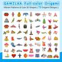 Origami Kit for All Ages 3D origami set with Guiding Book,152 Paper with 72 Patterns Double-Sided Colored Thick Origami Paper Suitable for Festival Gifts, Beginners & DIY Crafts