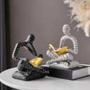 Heavy Duty Book Ends for Shelves, Thinker Decorative Bookends for Heavy Books, Unique Book Stoppers to Hold Book, Bookshelf Accessories, Modern Home Office Decor Aesthetic Black & White