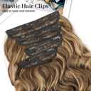 KooKaStyle Hair Extensions Medium Brown mix Caramel Blonde Clip in Synthetic Highlight Hair Extensions Long Wavy 4PCS Thick Hairpieces 20 Inch for Women