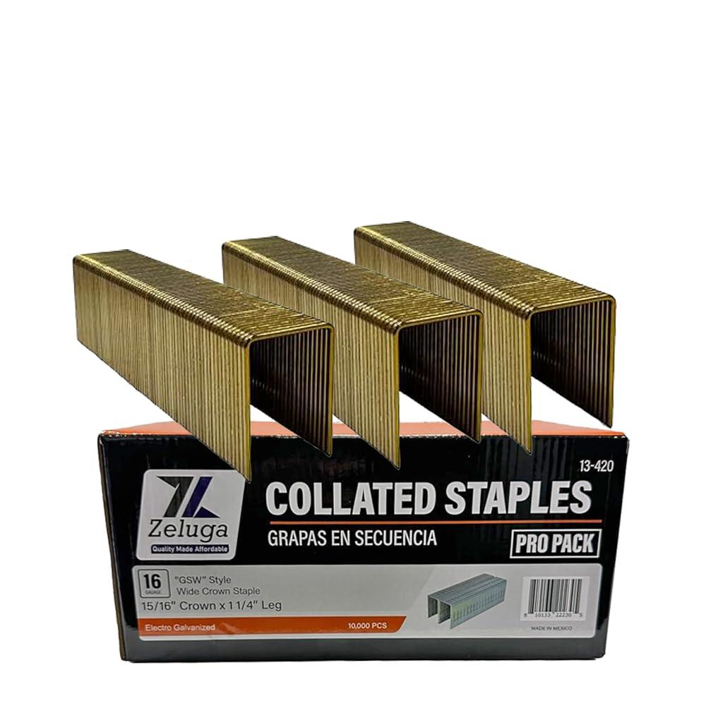 13-420 1-1/4in. x 15/16in. 16 Gauge Electrogalvanized GWS-Style Wide Crown Staples 10,000/Box