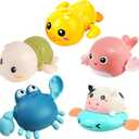 Bath Toy,Cute Animal Clockwork Bathtub Swimming Pool Toy,Baby Bath Toys for Toddlers 1-3, Boys & Girls Water Bath Toy Set,5 Pack