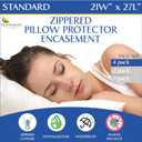 Standard Pillow Protectors (Set of 4)  Hypoallergenic Pillow Cover Waterproof Dust Allergen Proof Zippered Encasement