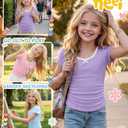 Custoneei 3 Pack Girls Short Sleeve Tees, 3-Color, 11-12 Years