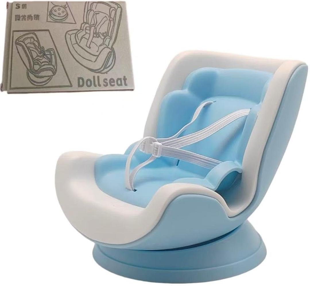 Car Seat Protector for 17cm Doll, Desktop Ornament Set with Accessories,Air Vent Stuffed Toy Carseat, Perfect for Car Decoration and Display,Suitable for 17cm Dolls (Blue)