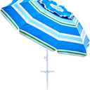 Outdoor Umbrella - Sun Protection, Rain Resistant, Windproof with Manual Open-Close Feature - Ideal for Beach, Camping, and Picnics (Blue White)
