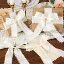 Pretty Jolly Cream Silk Satin Ribbon for Flower Bouquet 4 Rolls 1 1/2 Inch x 5Yd Handmade Frayed Fabric Ribbons for Gift Wrapping,Crafts,Baby Shower,Wedding Invitations,Hair Bows and Holiday Decor