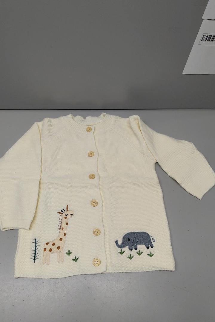 Baby Toddler Boy Girl Knit Sweater Cardigan, 100% Cotton, Animal Embroidery (US, Age, 4 Years, 5 Years, Apricot)