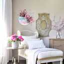 Idyllic Easter Wreaths for Front Door, 16" Spring Pink Flower Wreath with Happy Easter Sign for Spring Summer Porch Window Wall Farmhouse Decor